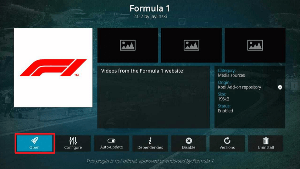 Formula 1 Kodi Addon